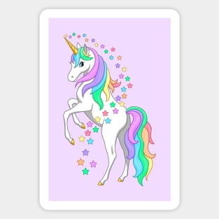 Rearing Rainbow Unicorn and Stars Magnet